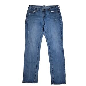 Old Navy Curvy Profile Jeans  12 Regular Blue Good Mid-Rise Straight Distressed